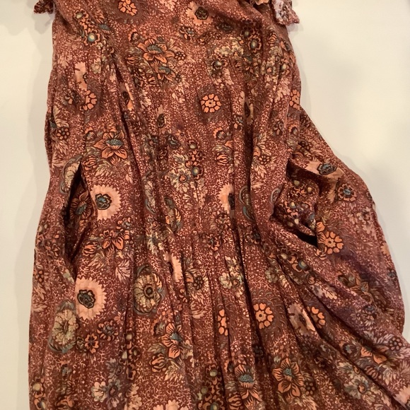 Ulla Johnson Dress Size 2 Burnt Orange Floral Print Short Flutter Sleeves - Picture 9 of 13